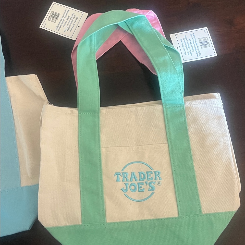 Trader Joe's Canvas Pastel Limited Tote Bags Set - Picture 7 of 9